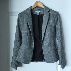 H&M gray, black, & white plaid blazer